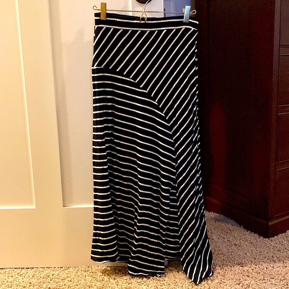 Black and white striped long skirt
